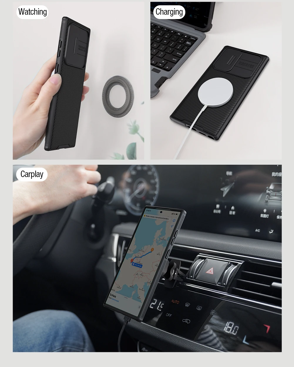 Nillkin for Samsung Galaxy S22 Ultra, CamShield Pro Magnetic Casewith Slide Camera Cover Protector PC+TPU Cover