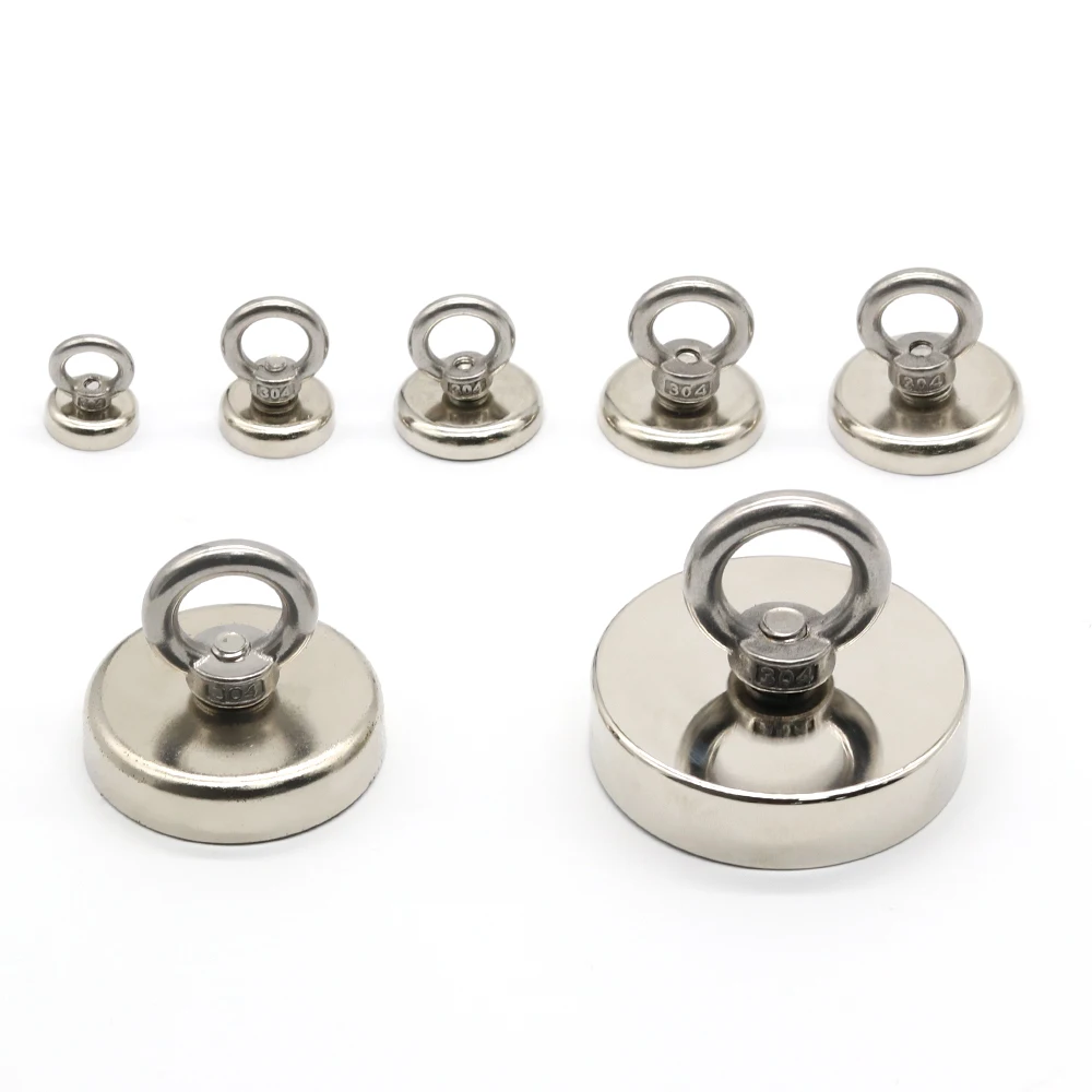 

D16/20/25/32/36/42 Strong Neodymium Magnet Salvage Magnet Deep Sea Fishing Magnets Holder Pulling Mounting Pot with Ring Eyebolt