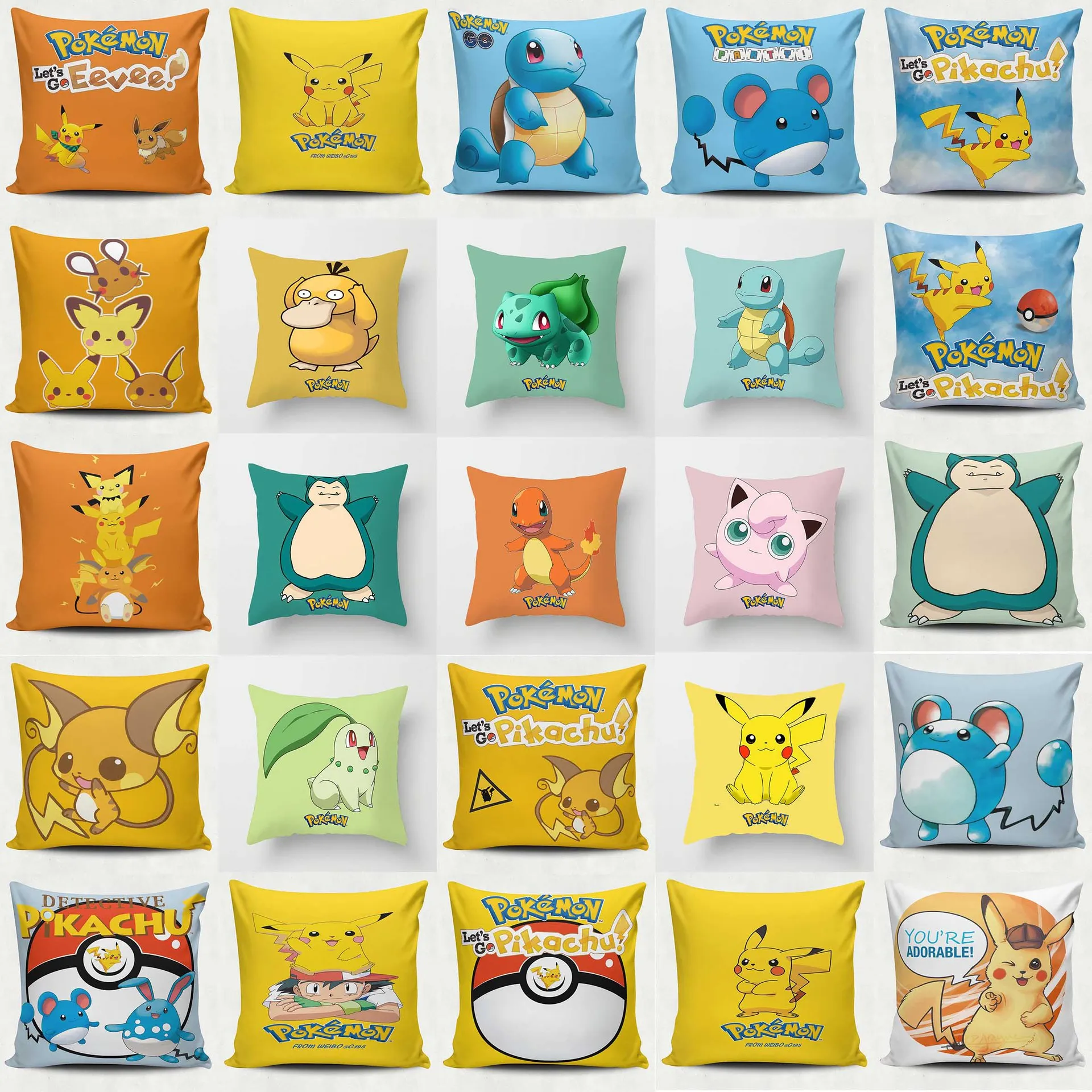 

45X45 Pokemon Cushion Cover Plush Toys Pikachu Charmander Pillowcase Cartoon Pillow Cases Sofa Car Home Plush Cover Gifts Toys