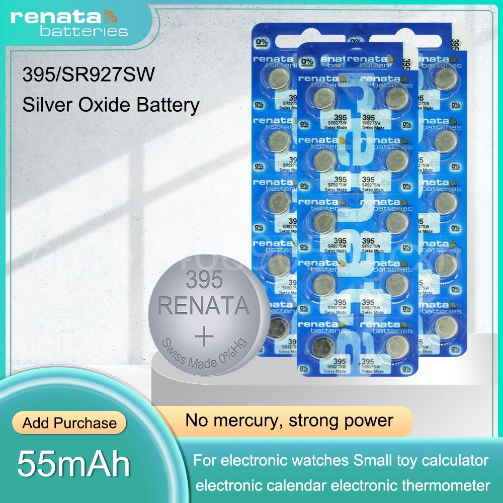 Оригинальный аккумулятор Renata 395 SR927SW AG7 LR927 LR57 399 SP395 LR927W 1,55 в, оксид серебра, для игрушечных часов, Сделано в швейцарской кнопочной ячейке