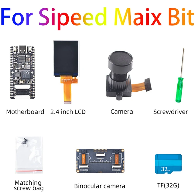

Макетная плата для Sipeed Maix Bit Kit RISC-V AI + LOT K210, макетная плата с экраном 2,4 дюйма/камерой/бинокулярной камерой/TF картой