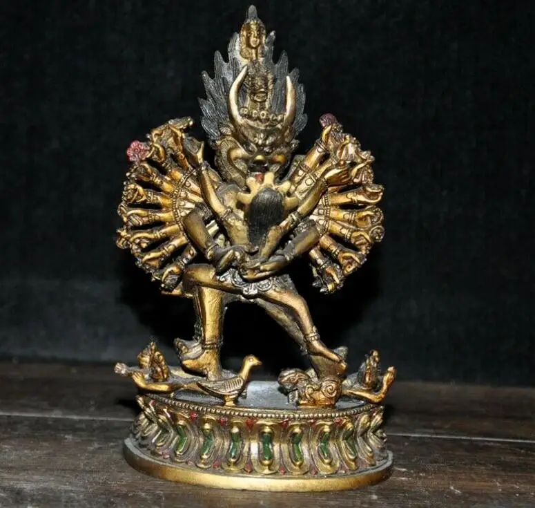

7 ''храм тибетского буддизма Бронзовая окрашенная мечта Mahakala