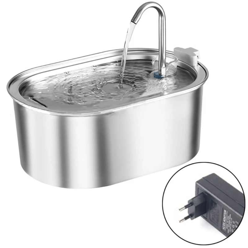 

Cats Fountains Quiet Automatic Stainless Steel Drinking Water Bowl with Filter