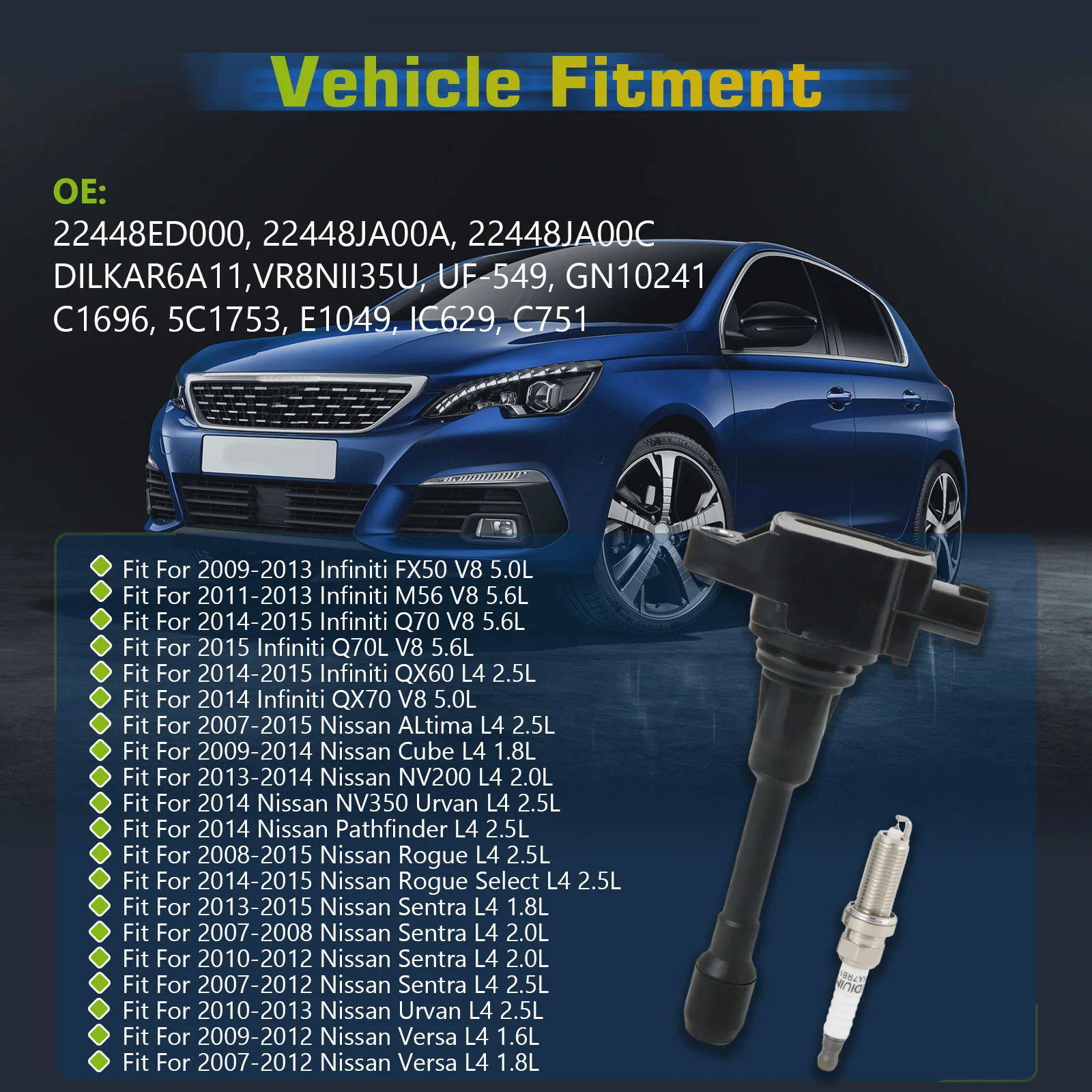 4 шт. катушка зажигания + двойных иридиевых свечи для Nissan Altima Cube Rogue Infiniti FX50 uf549