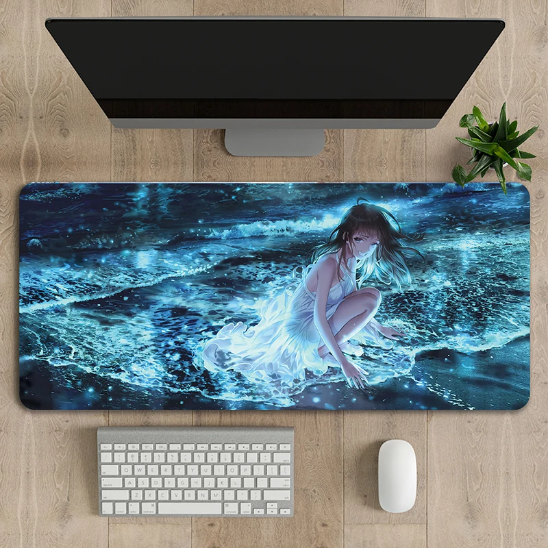 

Bivariate cute Anime customized HD Printing Gaming Mousepad Computer Lock Edge Natural Rubber E-sports Desk Pad Large Mouse Pad