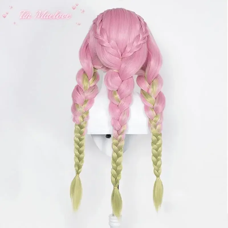 igra talia peruka do cosplay Mituri kanroji, wysokiej jakości, długa, różowa, zielona, pleciona, żaroodporne włosy syntetyczne, autentyczne peruki do cosplay, czapka z peruką (art.: 3920c90fe2de2) - 3920c90fe2de2