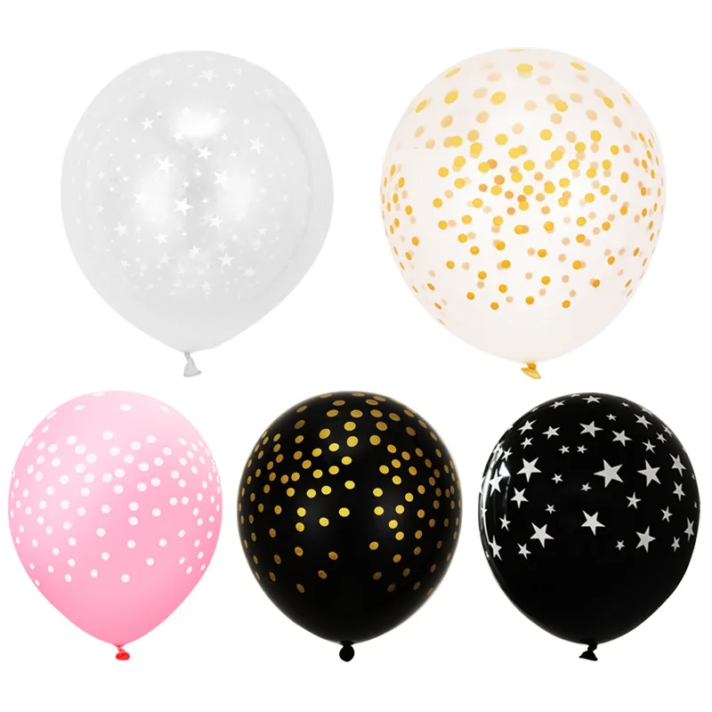 

20 pcs12 inch gypsophila latex balloon printing five-pointed star golden polka dot layout atmosphere new year