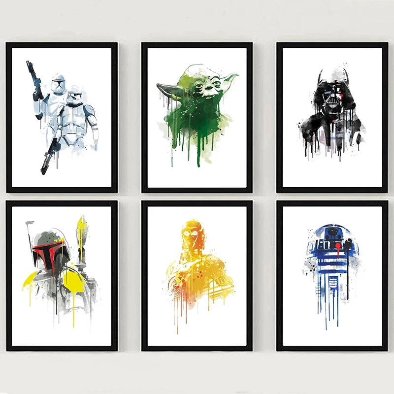 

Movie Star Wars Canvas Painting Yoda Darth Vader Sith Trooper Boba Jango Posters Hd Prints Wall Art Abstract Pictures Room Decor