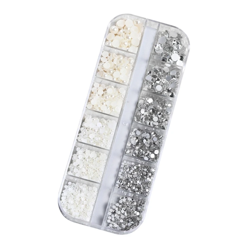 

12 ячеек, подвески для ногтей с плоской задней стороной, бриллиантовые украшения для ногтей, декоративные принадлежности для ногтей