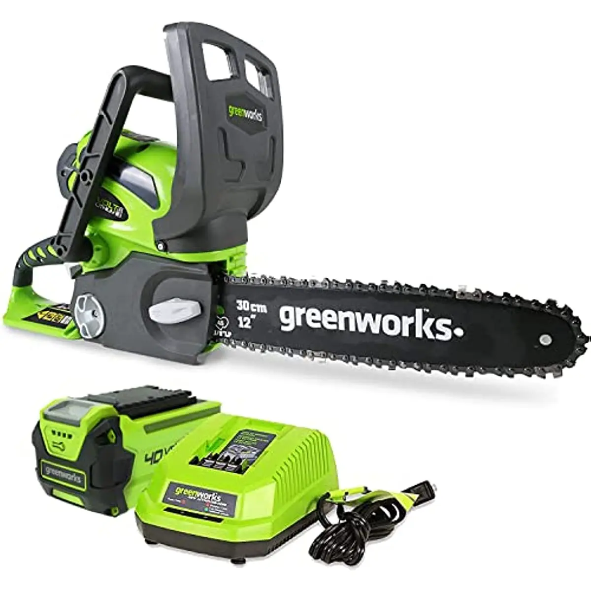 

Greenworks 40V 12" Chainsaw, 2.0Ah Battery and Charger Included