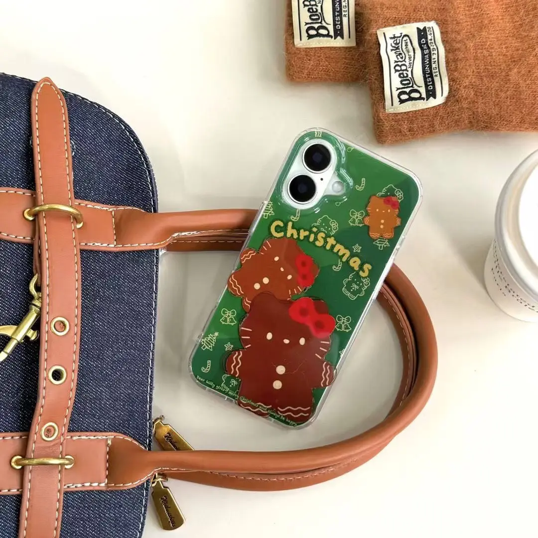 Чехол для телефона Sanrio Hello Kitty Gingerbread Man iPhone 16 15 14 13 12 11 Pro Max 78 Plus XR XS MAX MINI Y2K милая