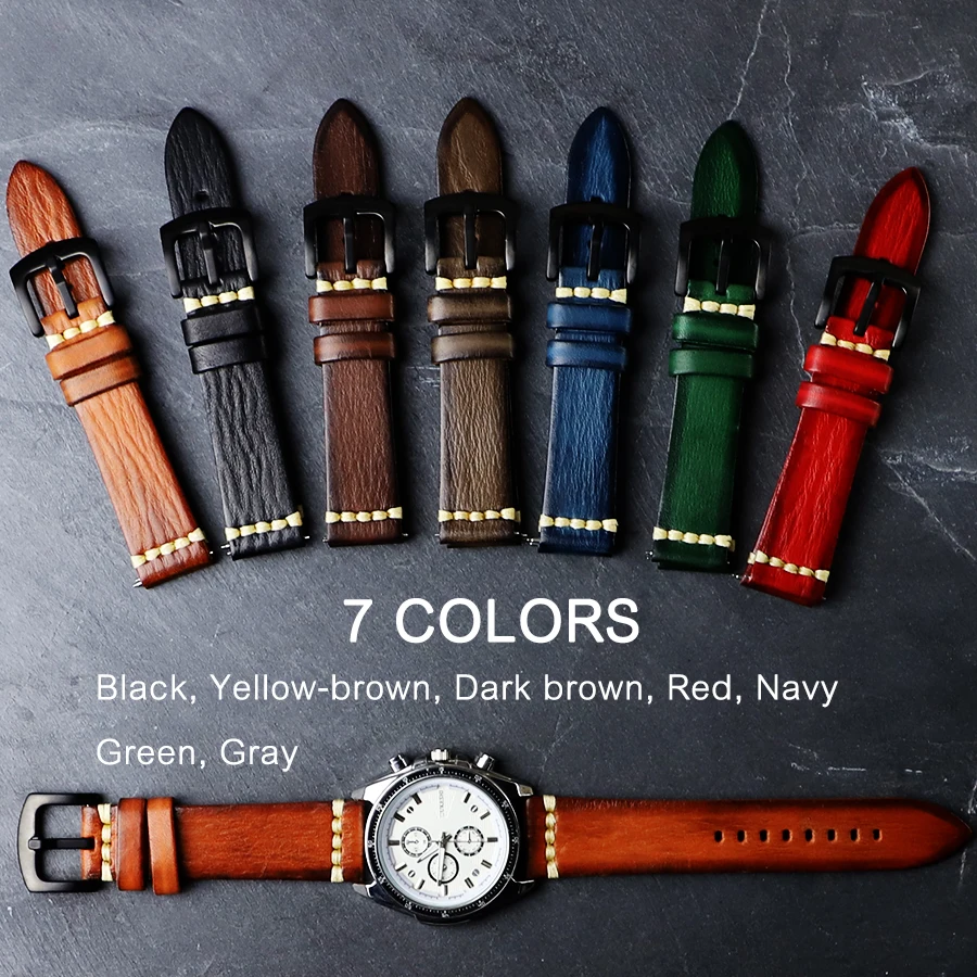 

18mm 20mm 22mm 24mm Genuine Leather Watch Strap for RADO Rolex Bracelet Omega Tudor Seiko Citizen Watchband Watch Belt Cowhide