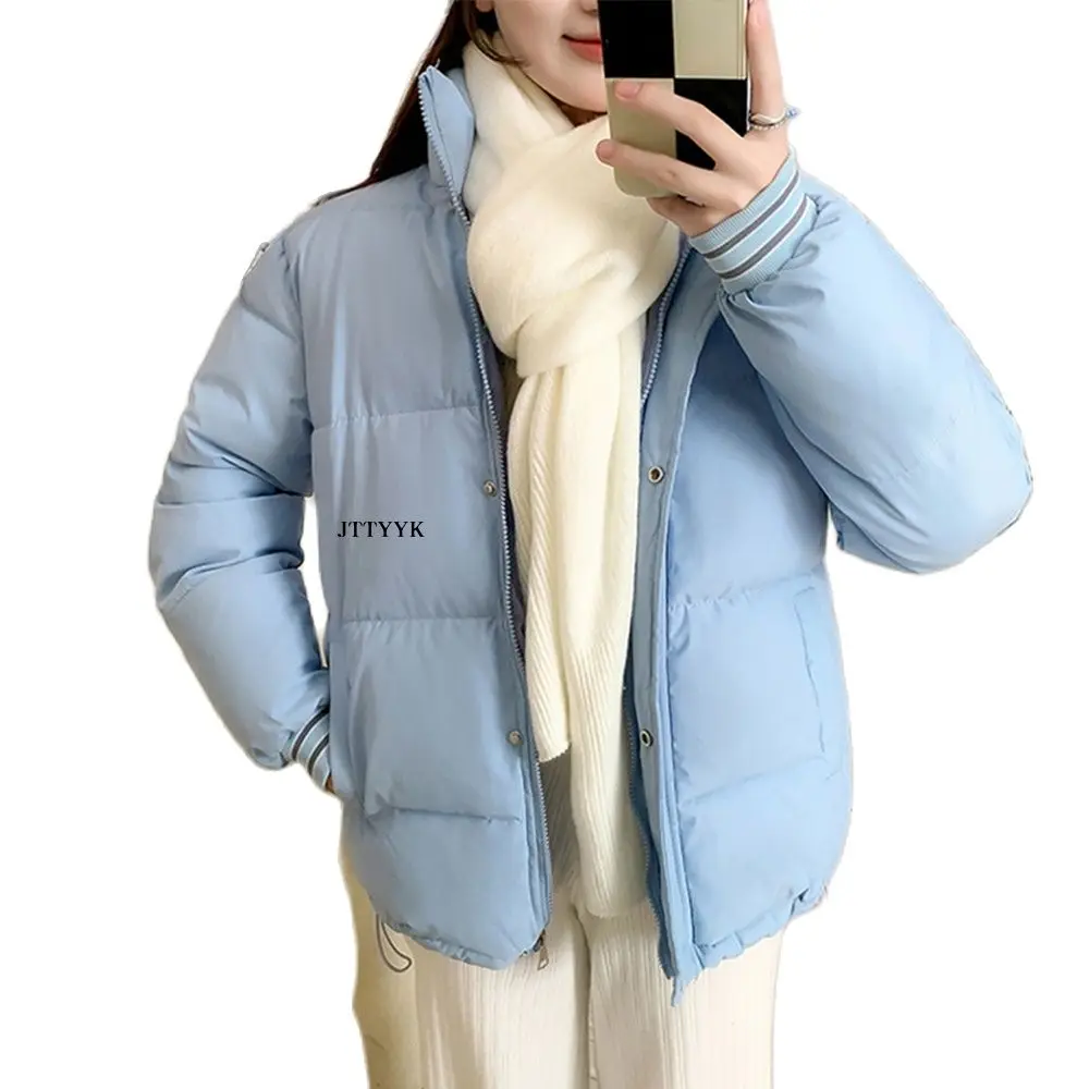 

Зимняя Корейская куртка с воротником-стойкой, пуховая Хлопковая женская одежда, новинка 2022, стеганая Толстая короткая парка, свободное студ...