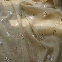 slightly transparent apricot small floral bright silk soft jacquard fabric spring and summer dress suspender skirt wedding dress
