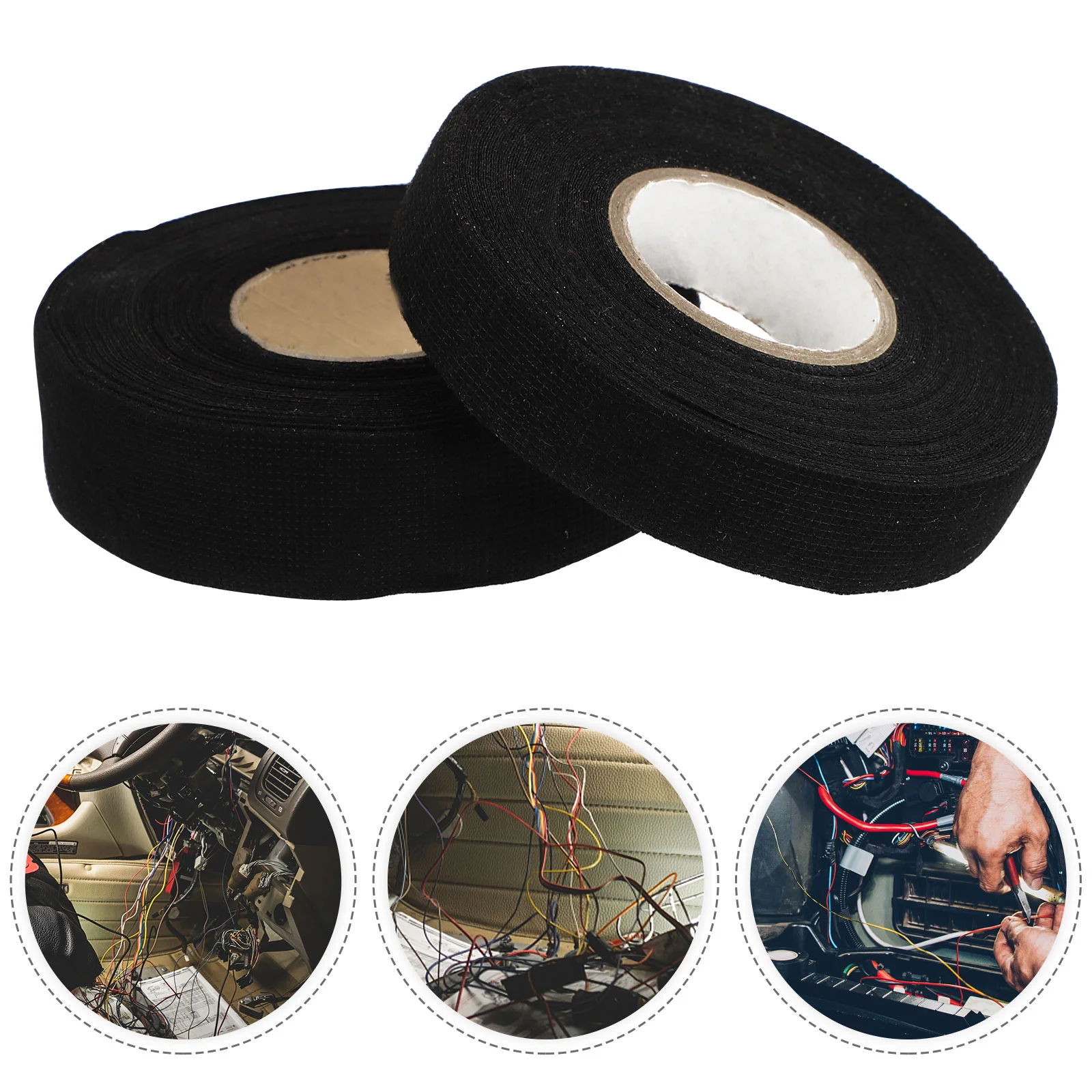 

2pcs High Temperature Resistant Tapes Automotive Wiring Harness Tapes (Black)