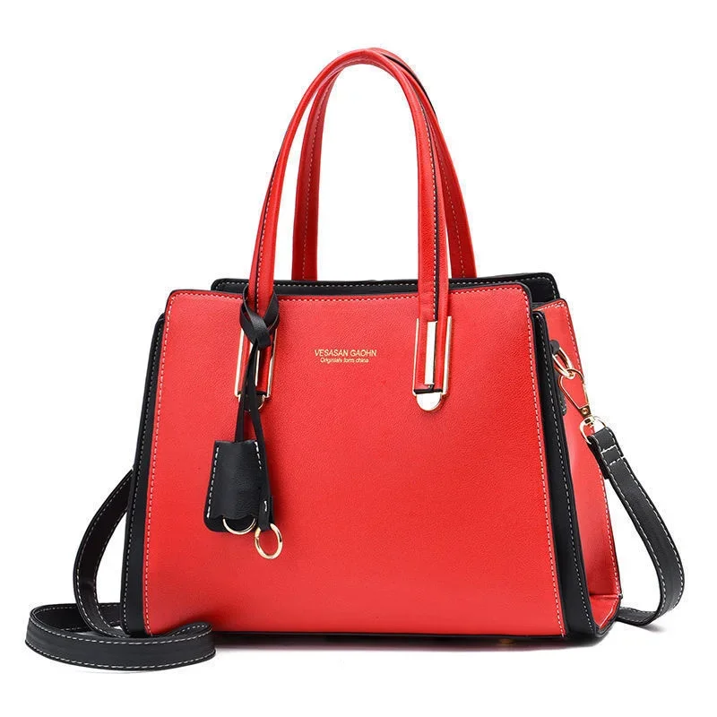 

Middle aged women's bag 2023 new fashion handbag Korean version grand color contrast single shoulder diagonal bag