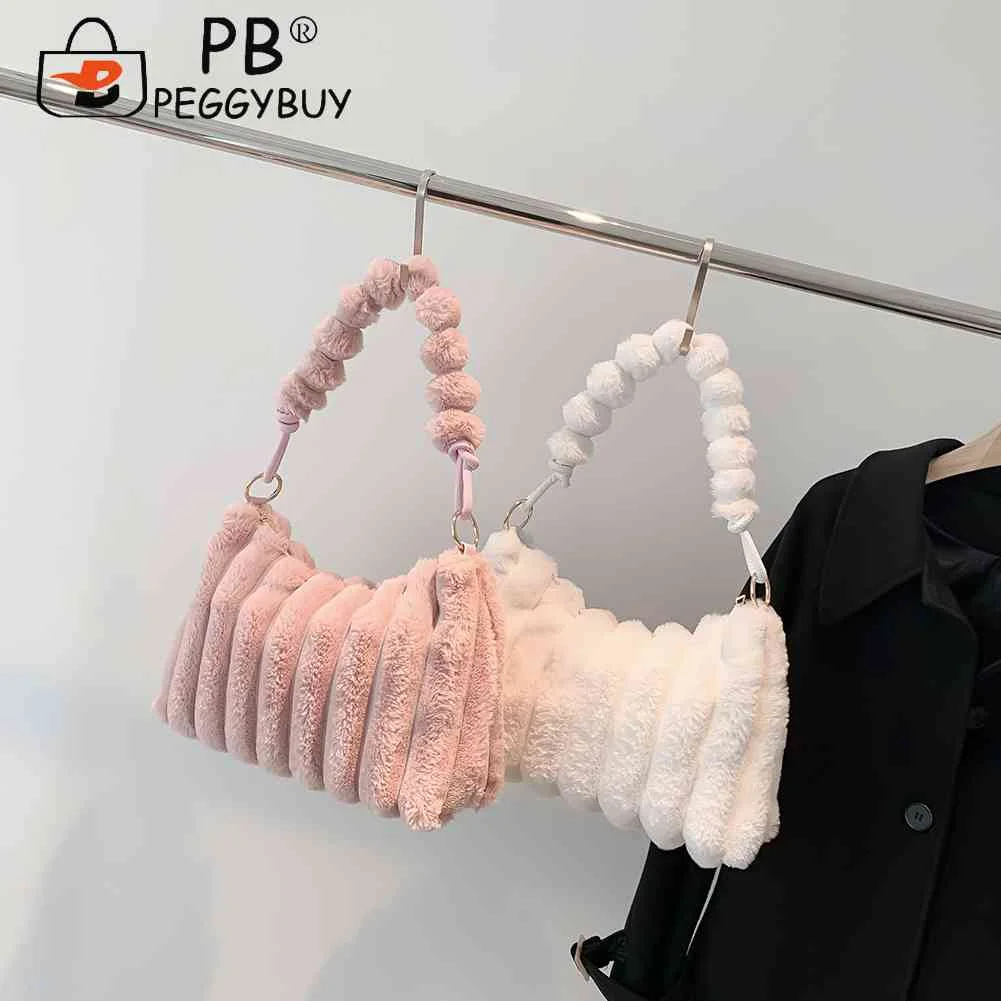 

Плюшевые сумки-шопперы для женщин, модные вертикальные пушистые мягкие зимние однотонные повседневные женские тоуты для покупок