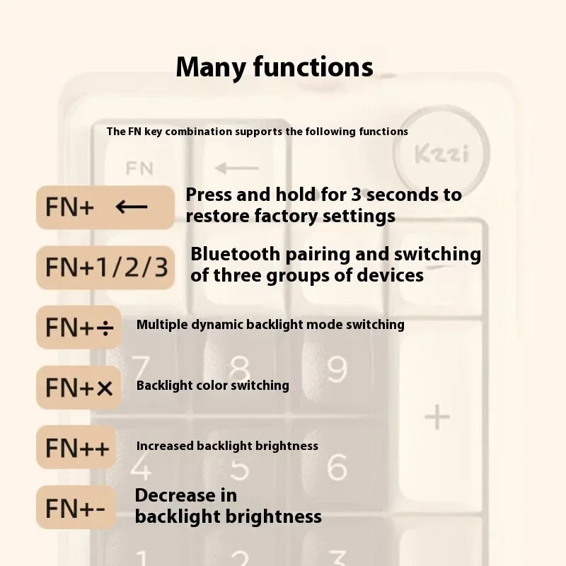 Kzzi K20 Беспроводная цифровая клавиатура Многофункциональная ручка RGB