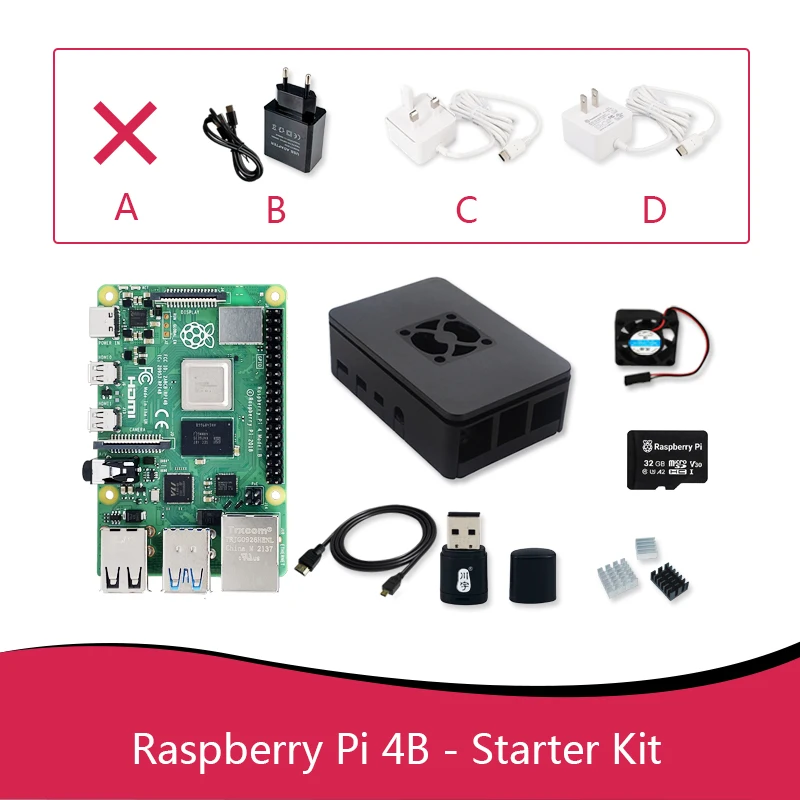 Стартовый комплект Raspberry Pi 4 (корпус + вентилятор SD-карта блок питания микрокабель)