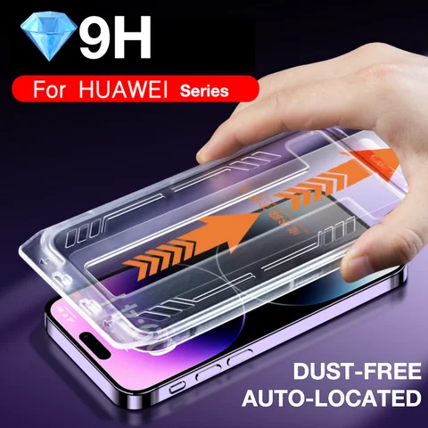 Закаленное стекло для HUAWEI, протектор экрана для HUAWEI P50, P40, P30, MATE 50, 50e, 30, Nova 11, 9, 7, 6, 5, 5t, I, легкая установка, автоматическое удаление пыли