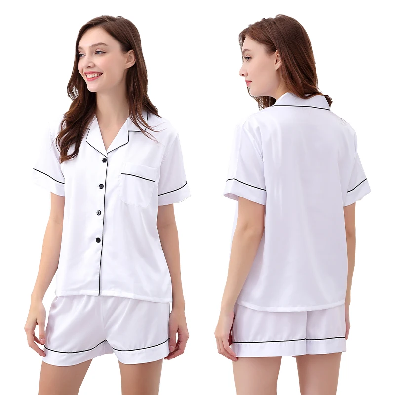 sage green short pajamas set women sleepwear bridesmaid pajamas suit white bride pijamas printing matte satin silk pyjamas