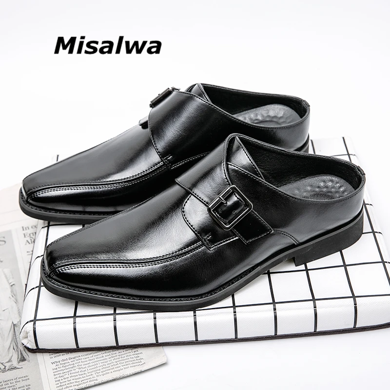 

Туфли Misalwa мужские с пряжкой, металлическая пряжка, офисные официальные лоферы, однотонные черные элегантные мокасины для отдыха, в британс...