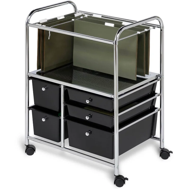 

Rolling File Cart With Five Drawers, Black repisas gabinete desktop garage storage cabinets system
