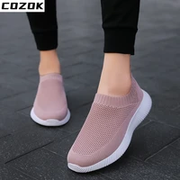 plus size 43 breathable mesh platform sneakers women slip on soft ladies casual running shoes 2022 woman knit sock shoes flats