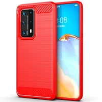matte silicone case for huawei p40 pro tpu shockproof carbon fiber soft back cover for p40 pro plus anti knock frosted case