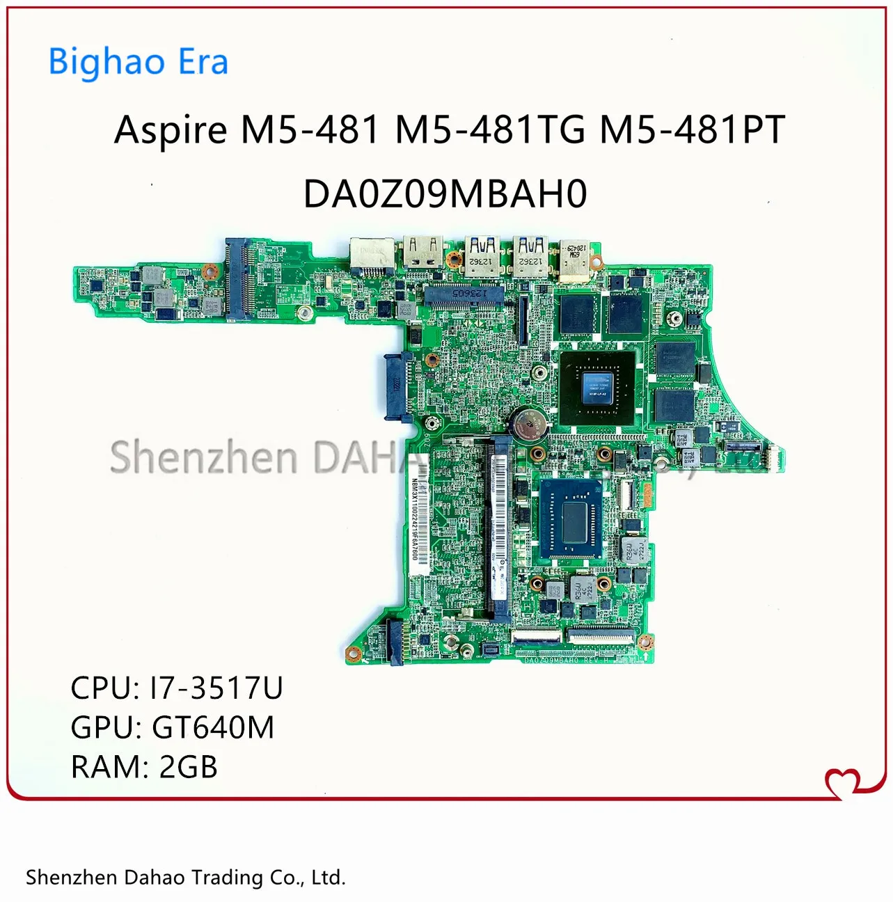 

NBM3X11001 DA0Z09MBAH0 For Acer Aspire M5-481G M5-481TG M5-481PT Laptop Motherboard W/ i7-3517U GT640M 2G-RAM 100% Fully Tested