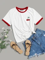 embroidery cherry ringer tee