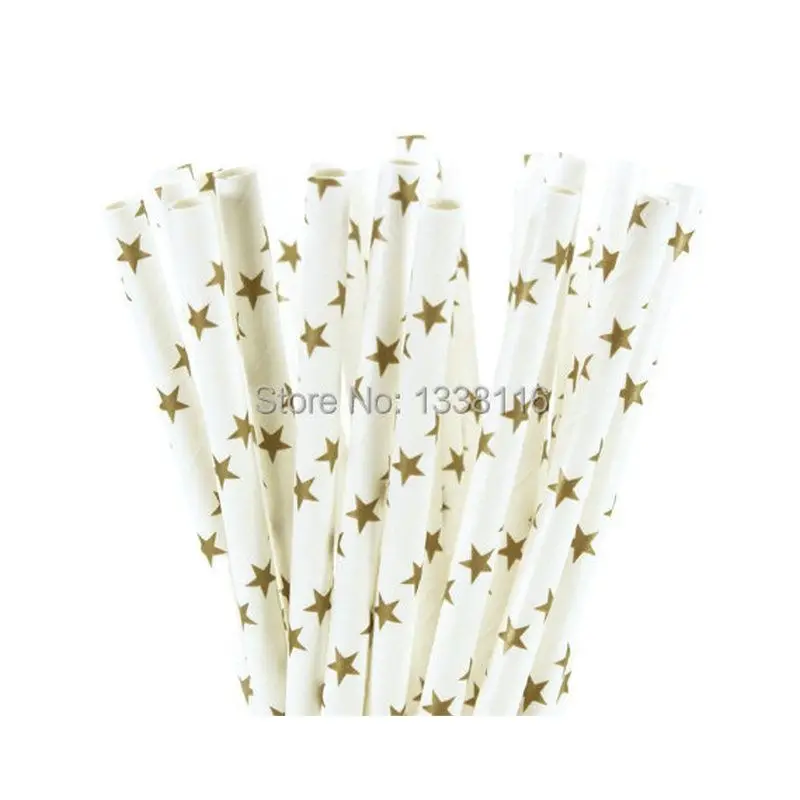

Free Shipping 200pcs Gold Star Paper Straws,Party Supplies Paper Drinking Straws Wholesale Online