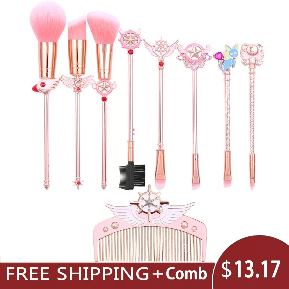 

NEW2023 Hot! Beauty Anime Cardcaptor Sakura Makeup Brushes Set Tools Kit Powder Loose Eye Shadow Blush Synthetic Hair Best Gift