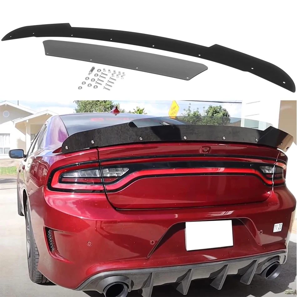 TML Rear Wicker Bill Spoiler for Dodge Charger 2015-2021 SRT ScatPack Hellcat V1 Add-on Type Rear Trunk Spoiler with RivNut Tool