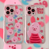 piglet winnie the pooh luminous luxury phone case for iphone 11 12pro xr xs max x 13 glow transparent cover capa