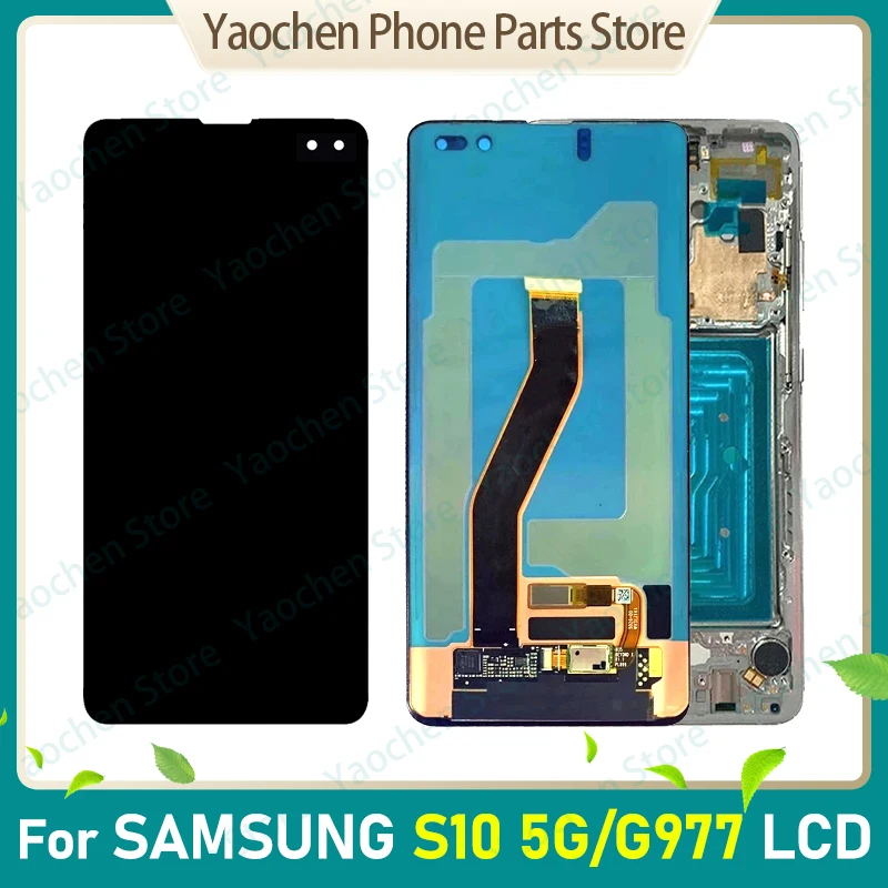

New Original S10 5G LCD For Samsung Galaxy S10 5G Display With Frame SM-G977B G977N G977U LCD Touch Screen Digitizer Assembly