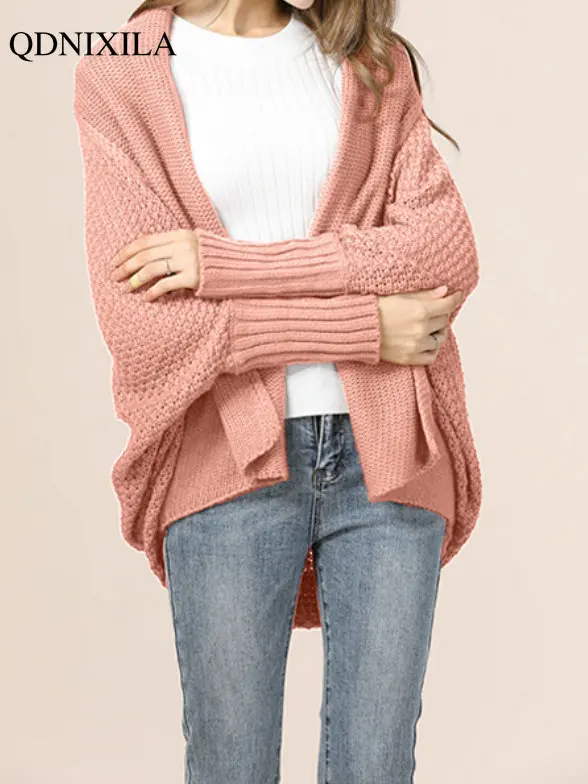 

2022 Autumn Winter Knit Korean Fashion Bat Sleeve Top Casual Thick Cardigan Sweater Coat Female Pull Elegant Oversized Soft Warm