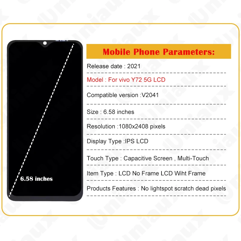 6 58 &quotоригинальный для VIVO Y72 5G V2041 ЖК-дисплей детали замены цифрового
