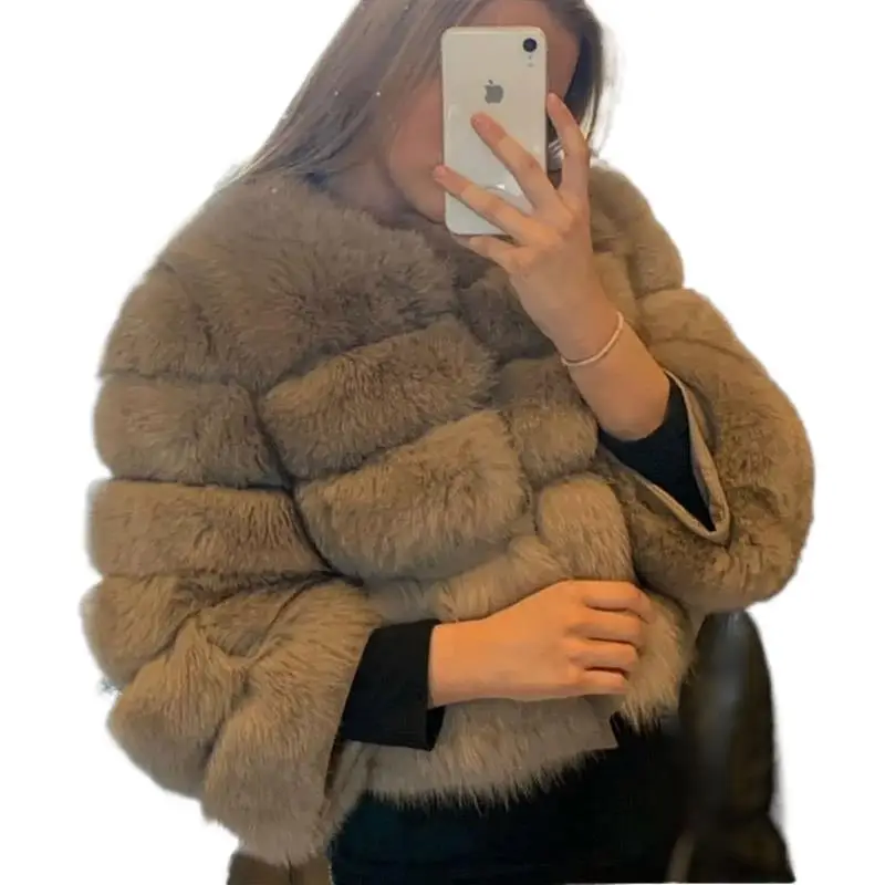 Women Natural Real Fox Fur Coat Winter Natural Fur Vest Jacket Fashion Slim Thicken Short Outwear Ladies Solid Warm Overcoat