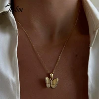 joolim jewelry wholesale no fade fashion rhinestone butterfly pendant necklace waterproof gold jewelry