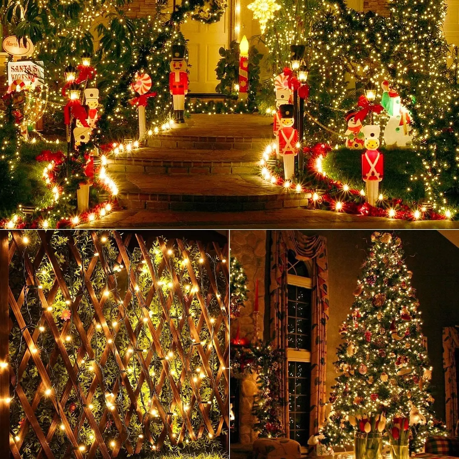 Guirlande Lumières de Noël 10M 100LED Exterieur et Intérieur Blanc Chaud Lumineuse Étanche Electrique LED a