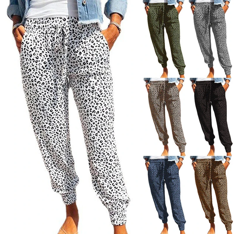 Pajama Pants 2023 Summer Loose Leopard Print Lace-Up Casual Pants for Women in Europe and America Pajama Pants 2023 Summer Loose Leopard Print Lace-Up Casual Pants for Women in Europe and America