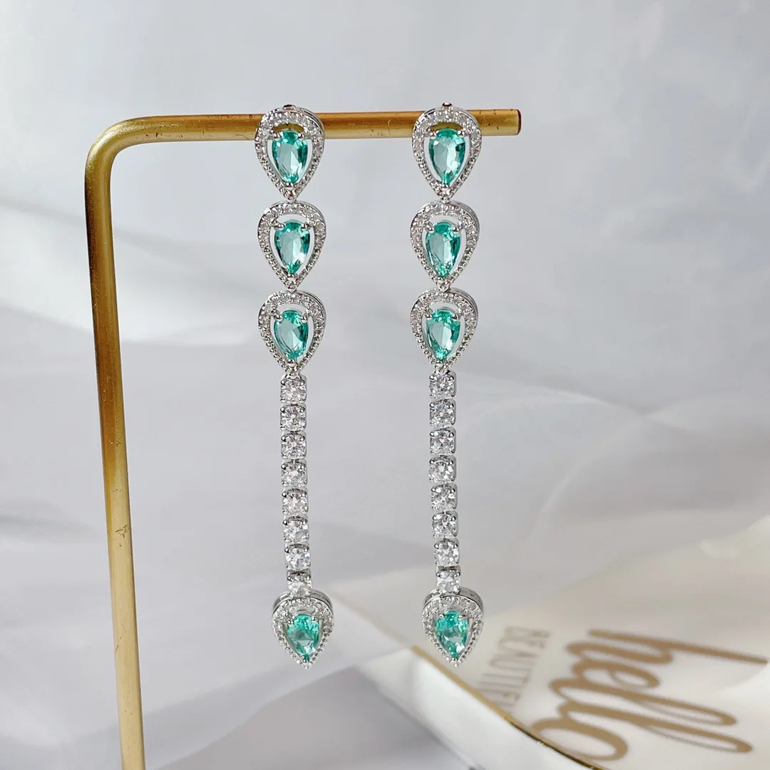 

Bilincolor Colored Zircon Light Luxury Long Droplet Shaped Earrings