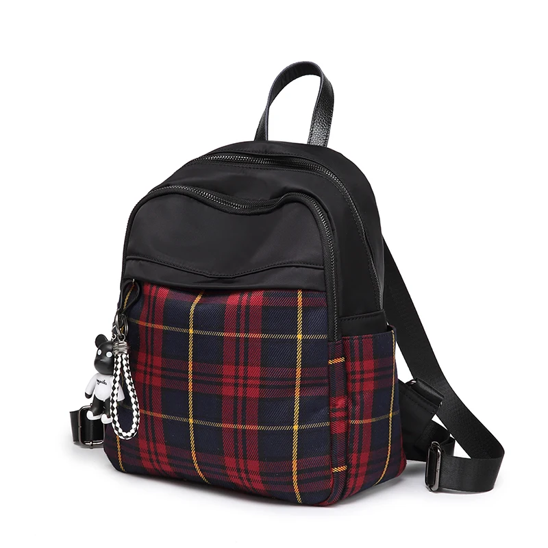School Backpack for Girl Student Book Bags Teenager Plaid Schoolbag Small Kawaii Backpacks Women Cute Back Bag Waterproof Canvas