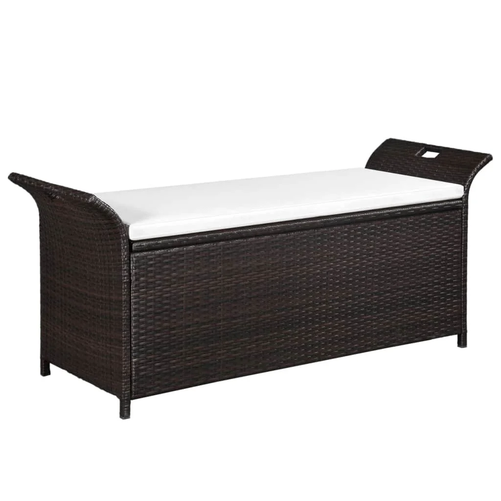 

Storage Bench with Cushion 54.3" Poly Rattan Brown