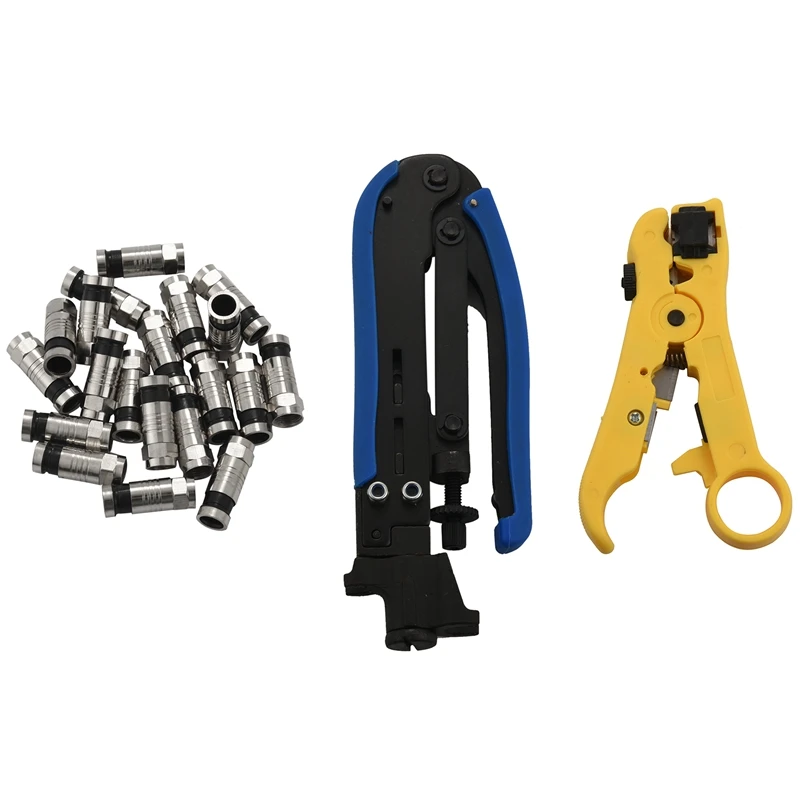 

Новинка коаксиальный компрессионный инструмент коаксиальный кабель комплект для обжима F-типа обжимной инструмент для кабелей RG6 RG59 RG11 и ус...