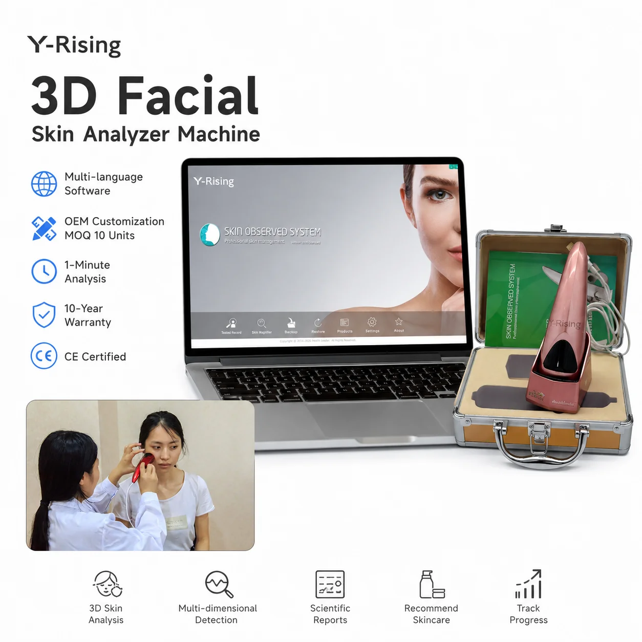 Фото Портативный 3D-анализатор кожи (анализ пор, увлажнения, акне, морщин) с PDF-отчетом, заводская цена, новейшее программное обеспечение 2026 года №1