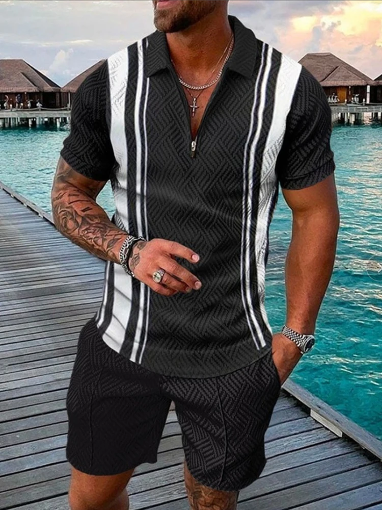 Рубашка-поло и шорты мужские с коротким рукавом составного кроя - купить по