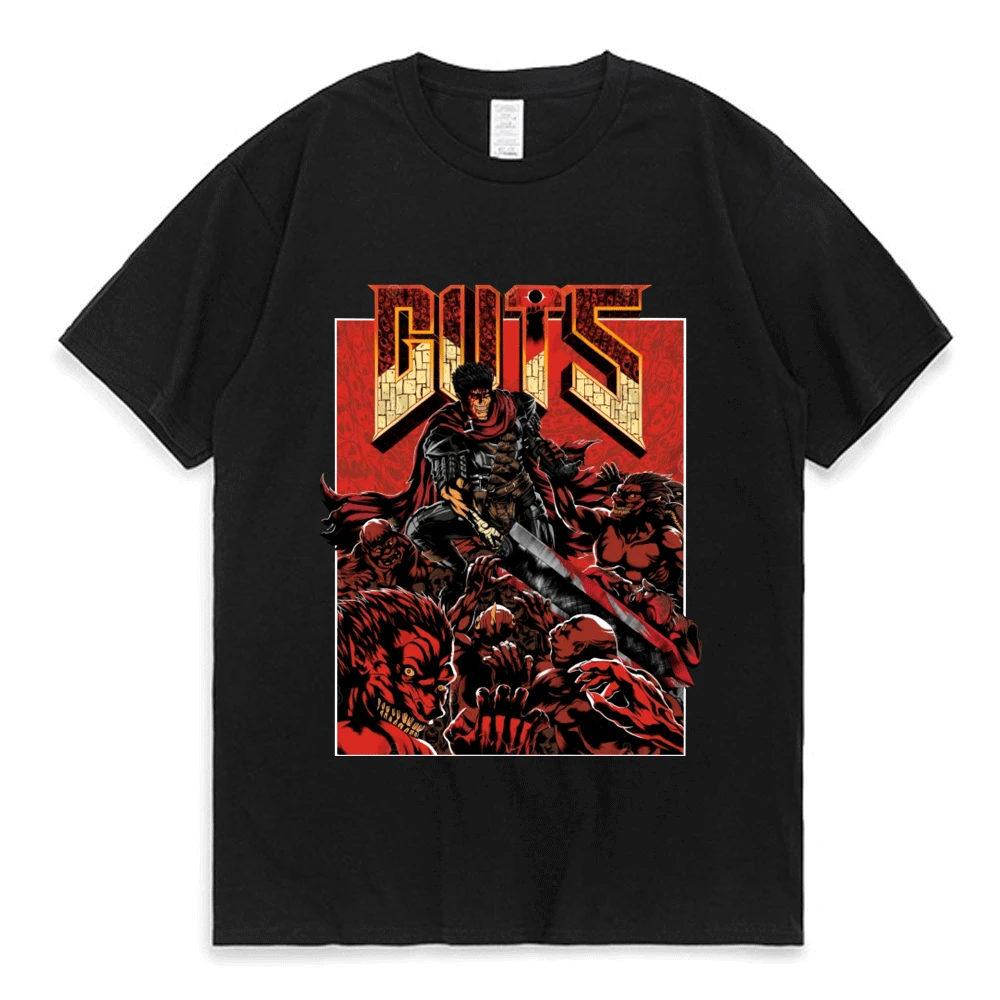 

Anime Berserk Guts Graphics T-shirts Men Women Summer 100% Cotton T Shirt Manga Swordsman Gatsu Oversized Tees Streetwear Tops