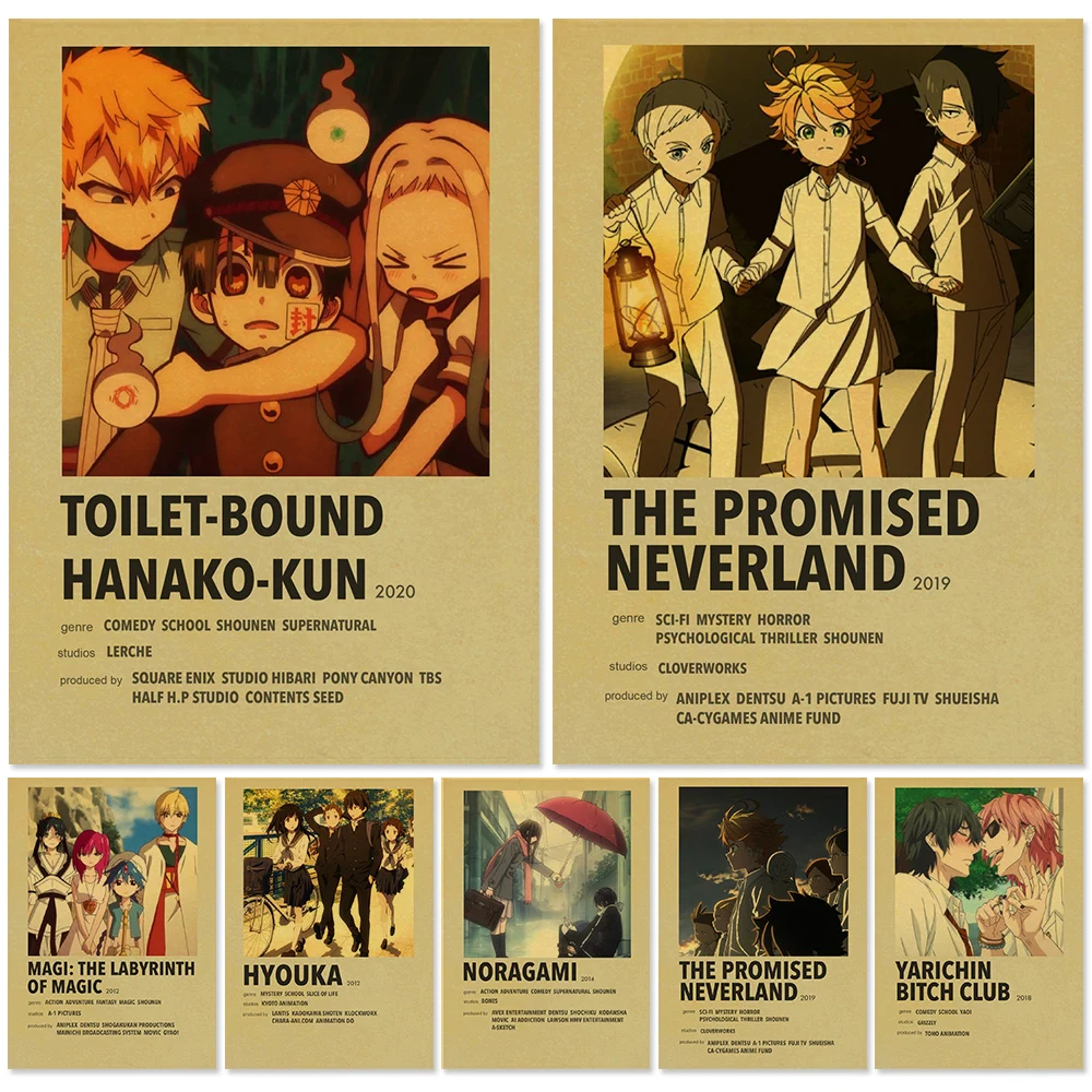 

Classic Anime Kraft Paper Minimalist Posters THE PROMISED NEVERLAND Vintage Home Wall Decor Poster Film Art Painting Pictures